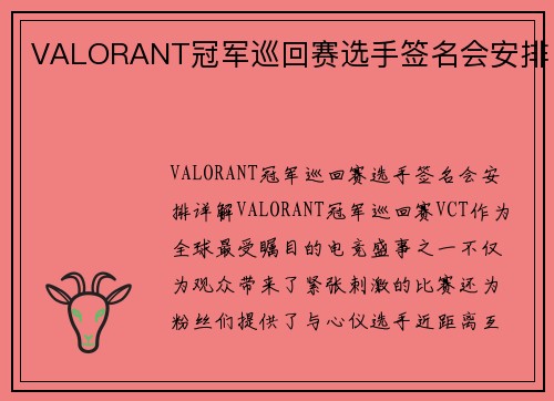 VALORANT冠军巡回赛选手签名会安排
