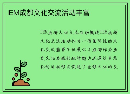 IEM成都文化交流活动丰富