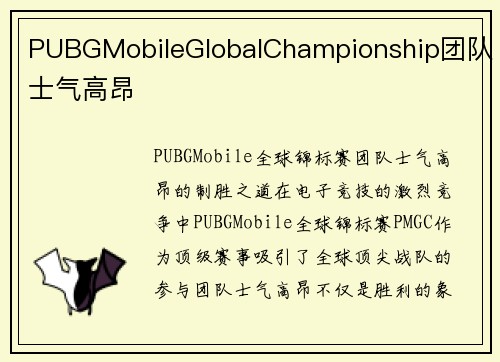 PUBGMobileGlobalChampionship团队士气高昂